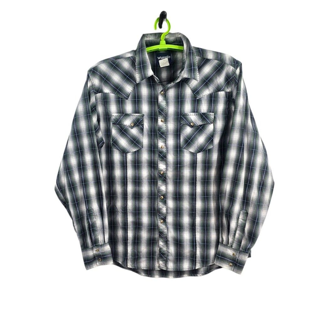 Wrangler Men's Plaid Pearl Snap Western Shirt Long Sleeve Size XL